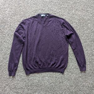 100% Merino Wool Pullover Sweater Purple Size Medium Made In Italy
